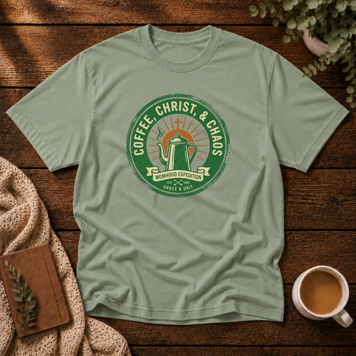 Coffee Chaos Momhood T-Shirt