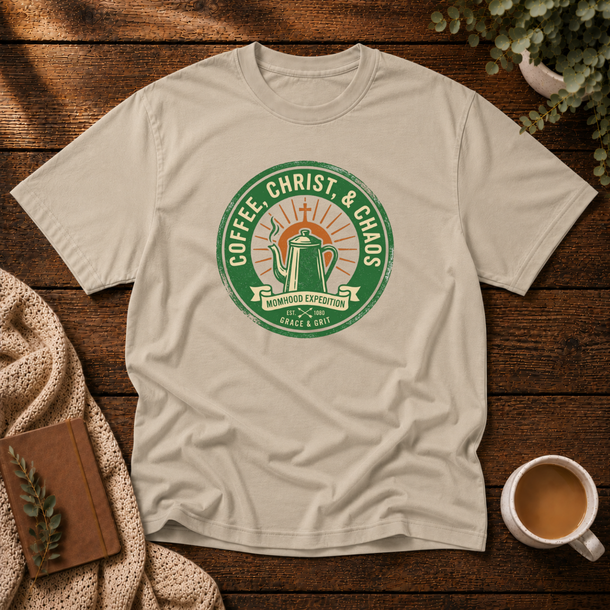 Coffee Chaos Momhood T-Shirt